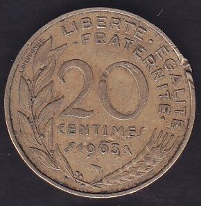 Fransa 20 Centimes 1963