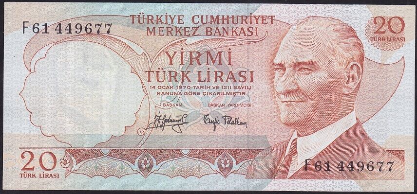 6.Emisyon 3.Tertip 20 Lira F61 449677 Çil