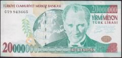 7.Emisyon 20 000 000 Lira G79 943665 Çok Temiz+