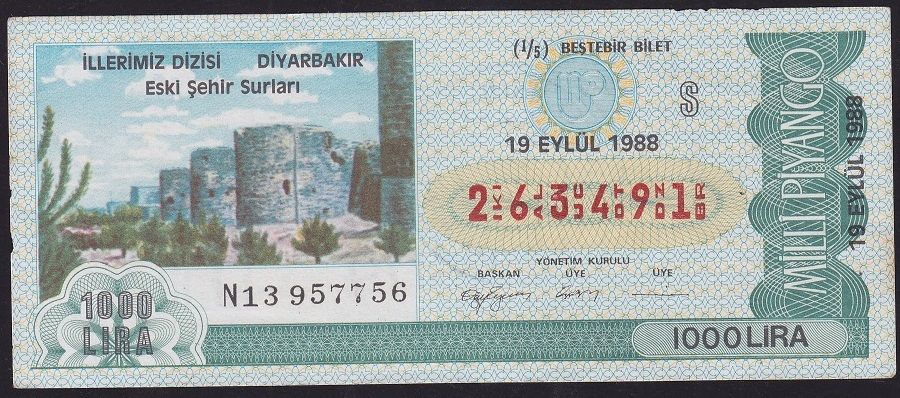 1988 19 Eylül Beşte Bir Bilet - S Serisi