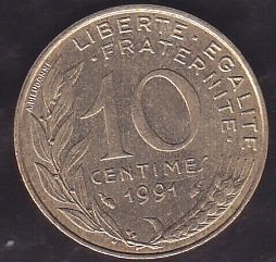 Fransa 10 Centim 1991