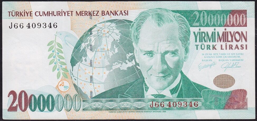 7.Emisyon 20 000 000 Lira J66 409346 Çok Temiz+