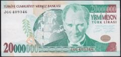 7.Emisyon 20 000 000 Lira J66 409346 Çok Temiz+