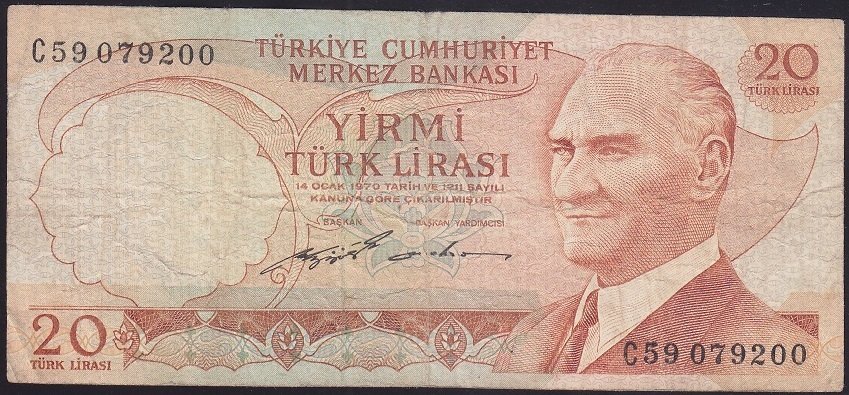 6.EMİSYON 2.TERTİP 20 LİRA C59 079200 ÇOK TEMİZ