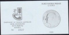Hatıra Para Sertifikası - Euro Hatıra Parası ( 2 Euro ) - 1999 Yılı
