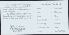 Hatıra Para Sertifikası - Euro Hatıra Parası ( 2 Euro ) - 1999 Yılı