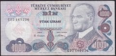 6.EMİSYON 1.TERTİP 1000 LİRA C22 167226 ÇOK TEMİZ +