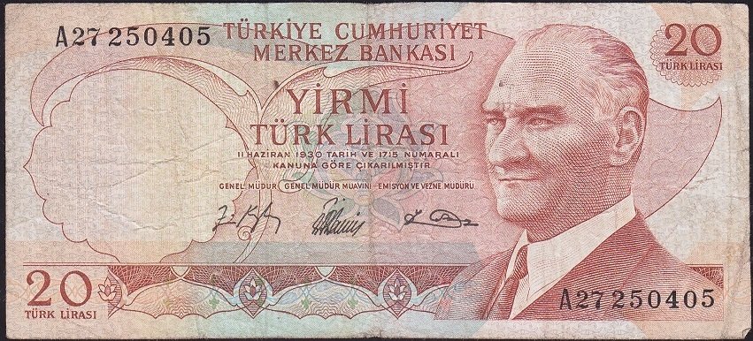 6.Emisyon 1.Tertip 20 Lira A27 250405 Çok Temiz