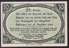 ALMANYA 10 PFENNİNG NOTGELD 1921 ÇİLALTI ÇİL