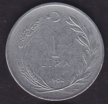 1962 Yılı 1 Lira Ters