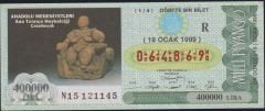 1999 19 Ocak Çeyrek Bilet - R Serisi - Çatalhüyük