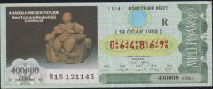 1999 19 Ocak Çeyrek Bilet - R Serisi - Çatalhüyük