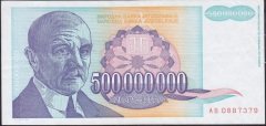 Yugoslavya 500000000 Dinar 1993 Çok Çok Temiz +