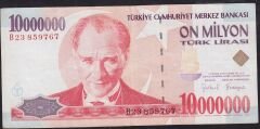 7.Emisyon 10 000 000 Lira B23 859767 Çok Temiz+