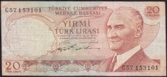 6.EMİSYON 2.TERTİP 20 LİRA C57 153101 ÇOK TEMİZ