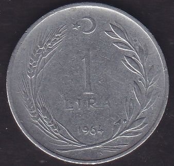 1964 Yılı 1 Lira Ters
