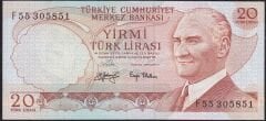 6.Emisyon 3.Tertip 20 Lira F55 305851 Çok Çok Temiz+