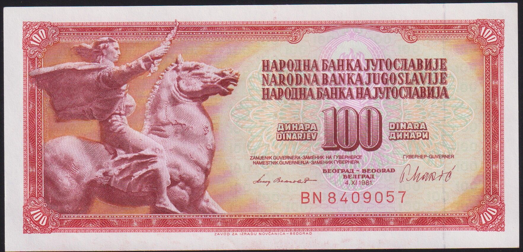 Yugoslavya 100 Dinar 1981 Çil