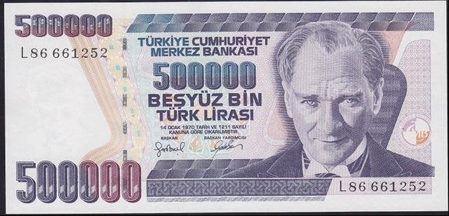7.EMİSYON 4.TERTİP 500000 LİRA L86 661252 ÇİL