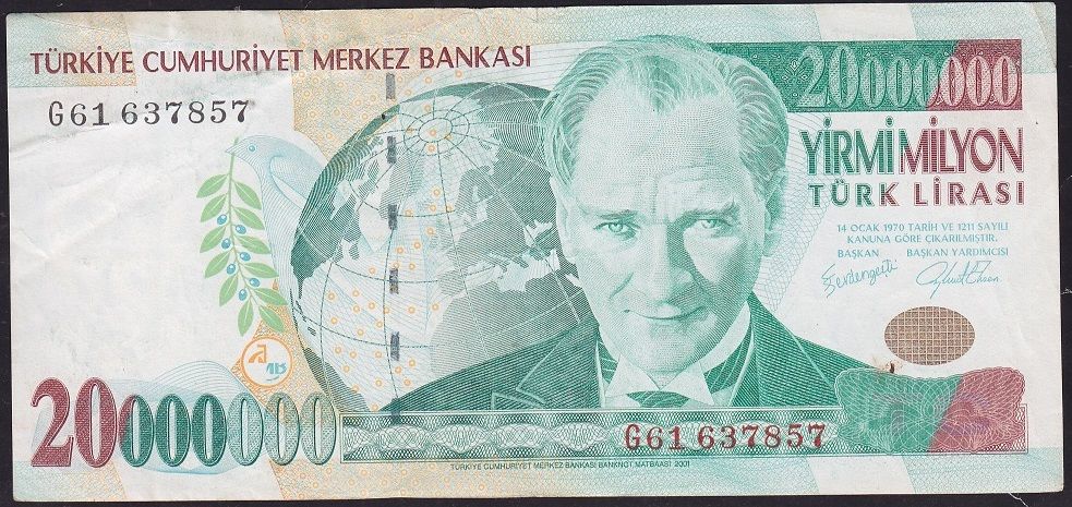 7.Emisyon 20 000 000 Lira G61 637857 Çok Temiz