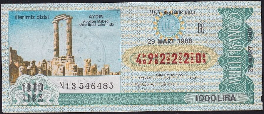 1988 29 Mart Beşte Bir Bilet - R Serisi