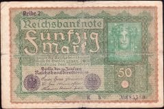 Almanya 50 Mark 1919 Çok Temiz ( R62b ) Reich 2 Matbaa Staatsdruckerei Wien