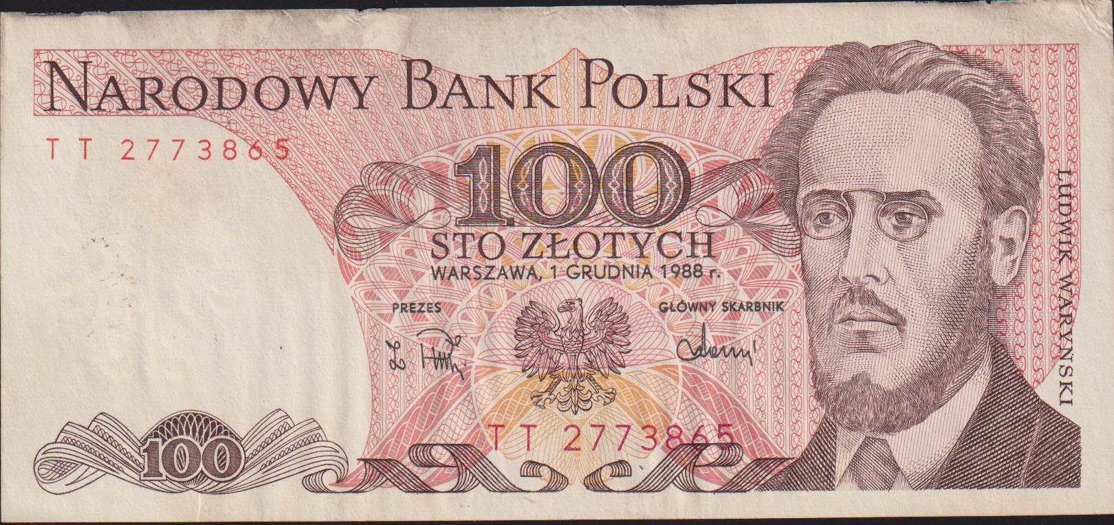 Polonya 100 Zloty 1988 Çok Temiz