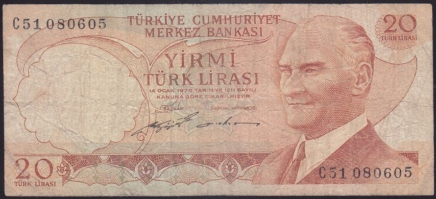 6.EMİSYON 2.TERTİP 20 LİRA C51 080605 TEMİZ