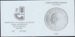 Hatıra Para Sertifikası - Euro Hatıra Parası ( 10 Euro ) - 1999 Yılı