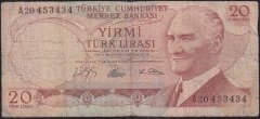 6.Emisyon 1.Tertip 20 Lira A20 453434 İyi