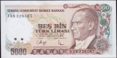 7.Emisyon 4.Tertip 5000 Lira I38 328567 Çilaltı