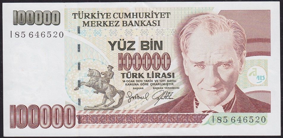 7.Emisyon 3.Tertip 100000 Lira I85 646520 Çilaltı