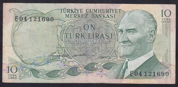 6.EMİSYON 1.TERTİP 10 LİRA E04 121690 ÇOK TEMİZ +
