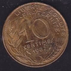 Fransa 10 Centimes 1987