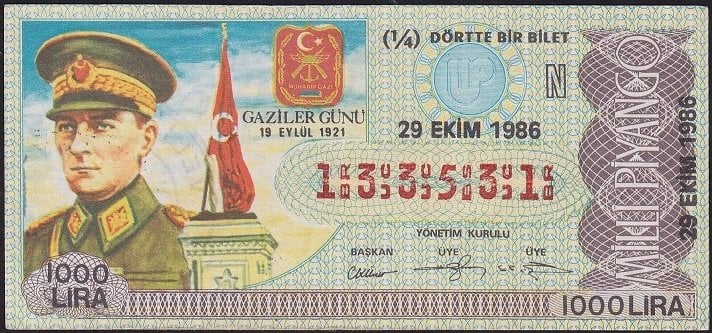 1986 29 Ekim Çeyrek Bilet - N Serisi