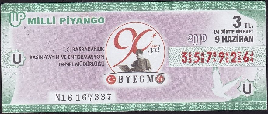 2010 9 Haziran Çeyrek Bilet - U Serisi