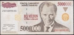 7.Emisyon 5 000 000 Lira J10 409835 Çok Temiz