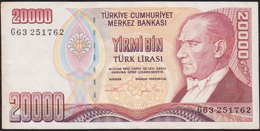 7.Emisyon 2.Tertip 20000 Lira G63 251762 Çok Temiz+