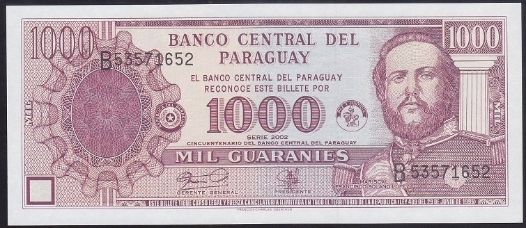 PARAGUAY 1000 GUARANİES 2002 ÇİL
