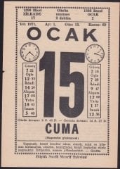 15 OCAK 1971 TARİHLİ TAKVİM YAPRAĞI