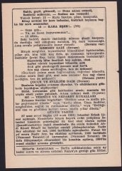 15 OCAK 1971 TARİHLİ TAKVİM YAPRAĞI