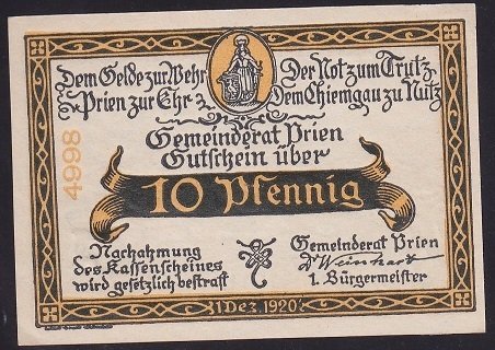 ALMANYA 10 PFENNİNG NOTGELD 1920 ÇİL