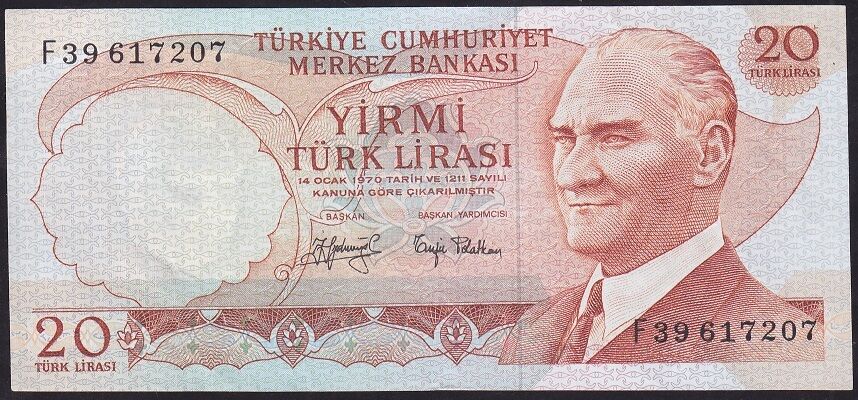 6.Emisyon 3.Tertip 20 Lira F39 617207 Çok Çok Temiz