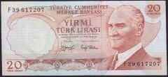 6.Emisyon 3.Tertip 20 Lira F39 617207 Çok Çok Temiz