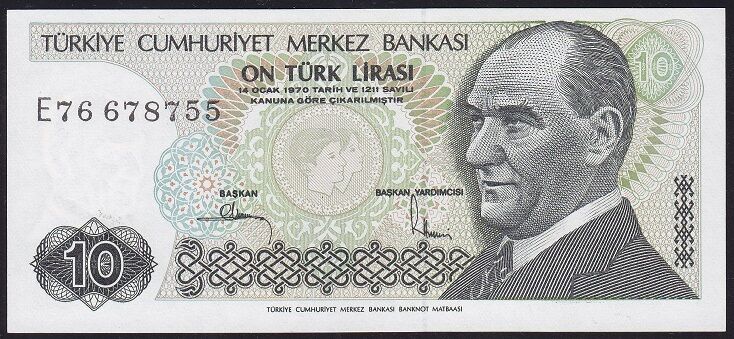 7.Emisyon 2.Tertip 10 Lira E76 678755 Çil