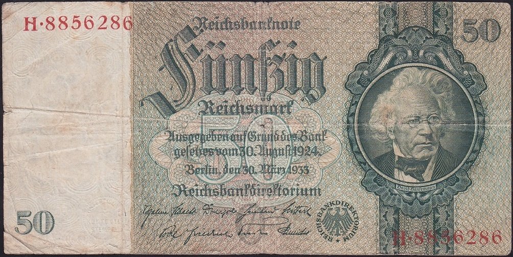 Almanya 50 Mark 1933 Temiz+  7 Rakamlı ( R175a )