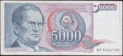 Yugoslavya 5000 Dinar 1985 Çok Temiz +