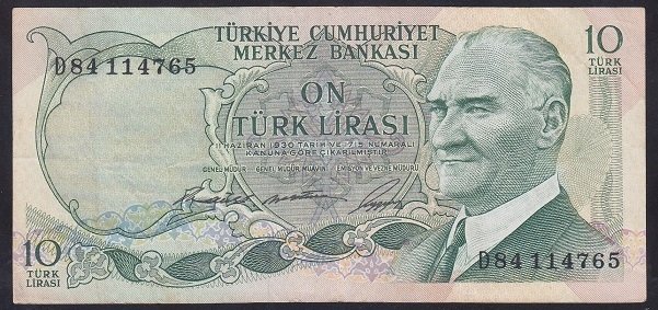 6.EMİSYON 1.TERTİP 10 LİRA D84 114765 ÇOK TEMİZ +