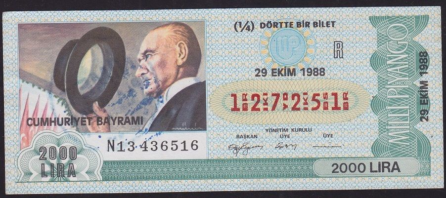 1988 29 Ekim Beşte Bir Bilet - R Serisi