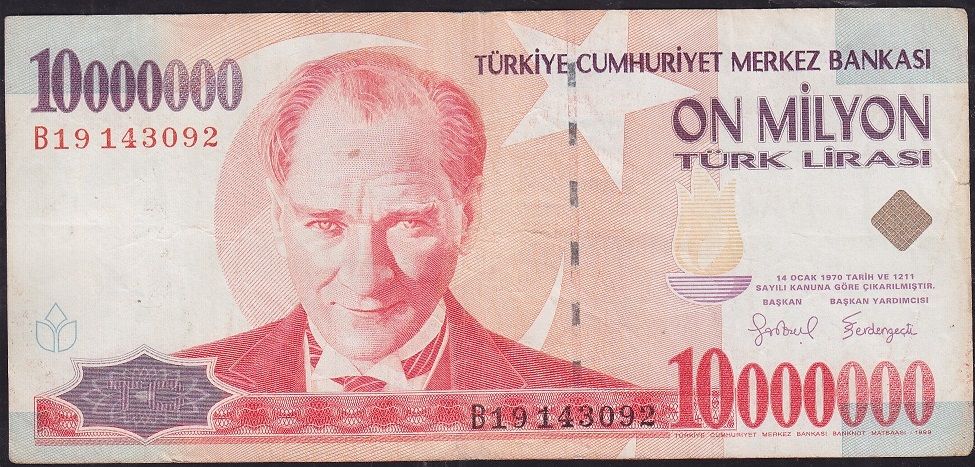 7.Emisyon 10 000 000 Lira B19 143092 Çok Temiz